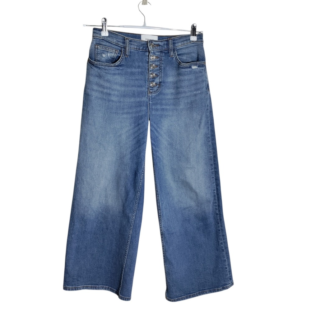 Current/Elliott Wide Leg Button Fly Jeans Medium Wash Size 29 High Rise Denim